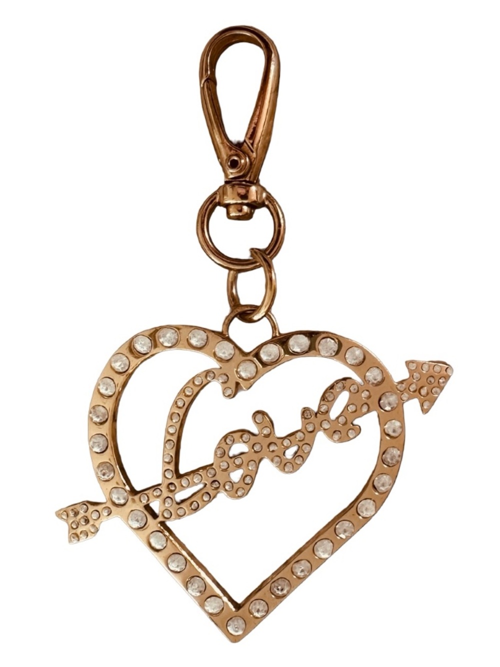 KATHY VAN ZEELAND Gold-tone Heart Key Chain Purse Charm 4.5”